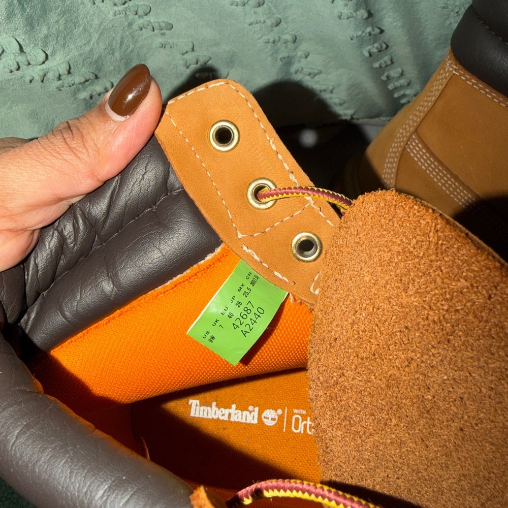 Timberland Tan and Orange Hiking Boots